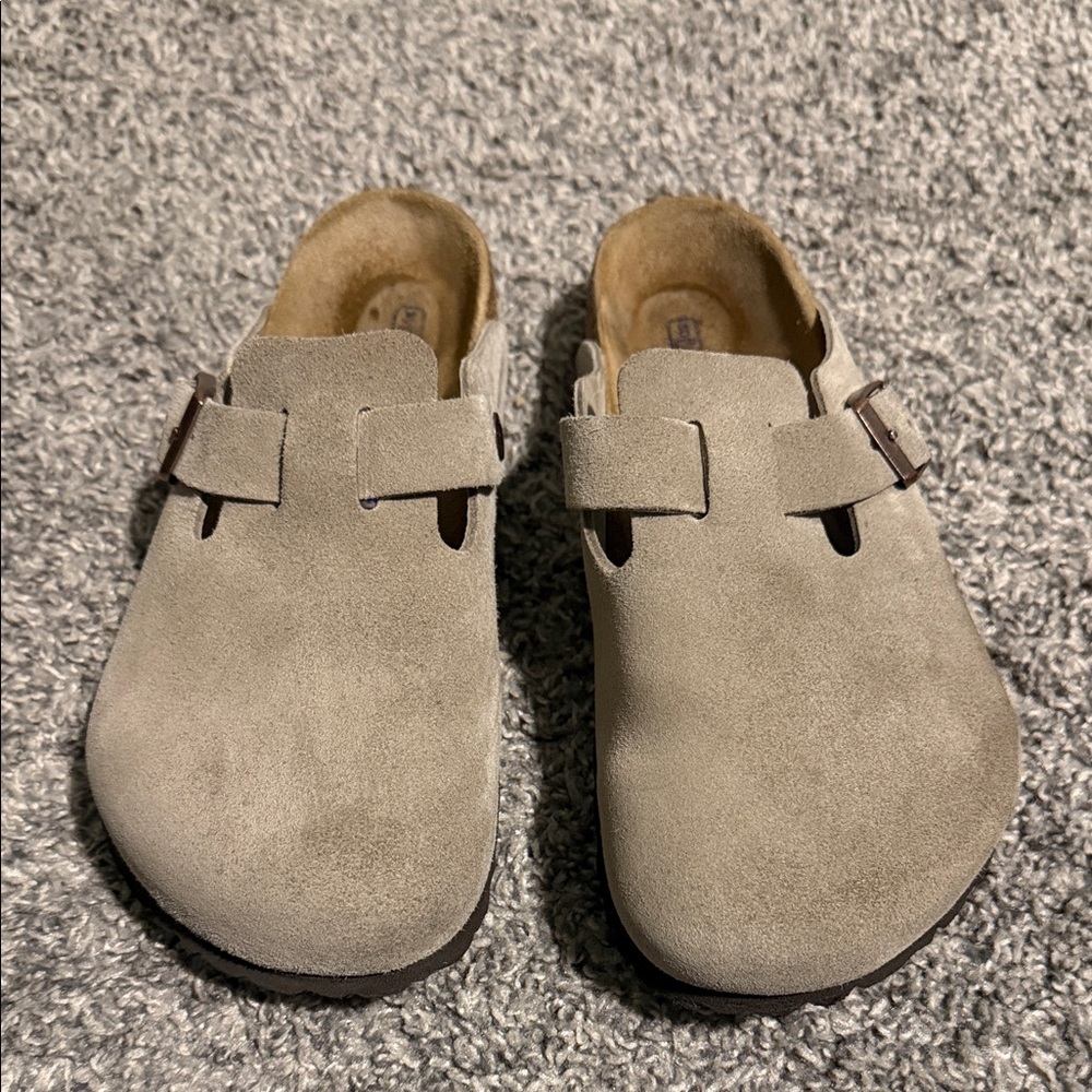 Birkenstock Boston Clogs Taupe Suede